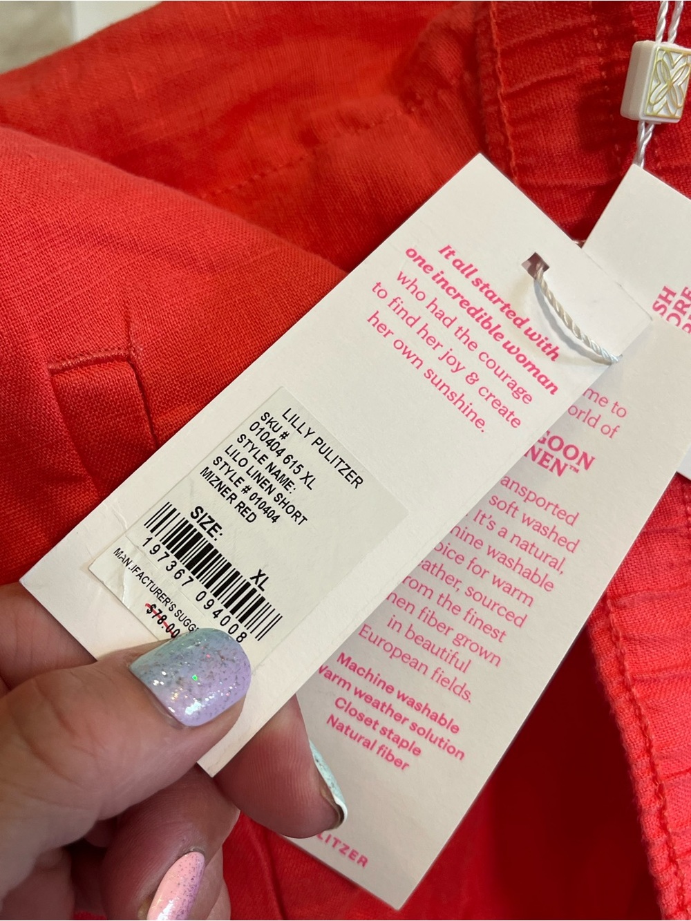 NWT Lilly Pulitzer Lilo Linen Short Mizner Red Size XL - Picture 6 of 8
